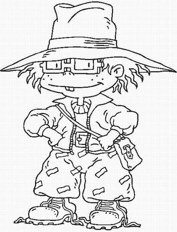Un coloriage des Razmoket en pleine aventure dans un jardin