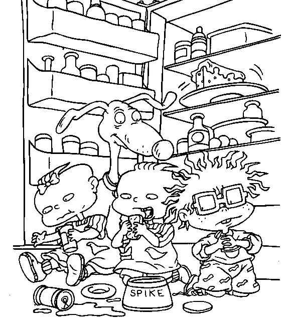 Scène de coloriage des Razmoket en pleine aventure Scène de coloriage des Razmoket en pleine aventure