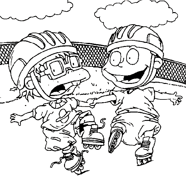 Coloriage des Razmoket jouant dans un environnement ludique