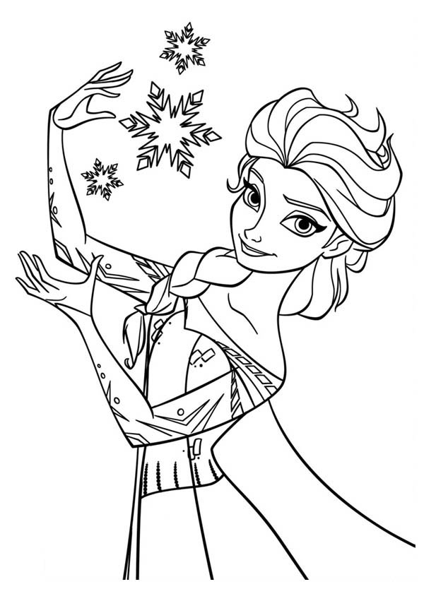 Coloriage d'Elena et Anna dans un paysage enneigé