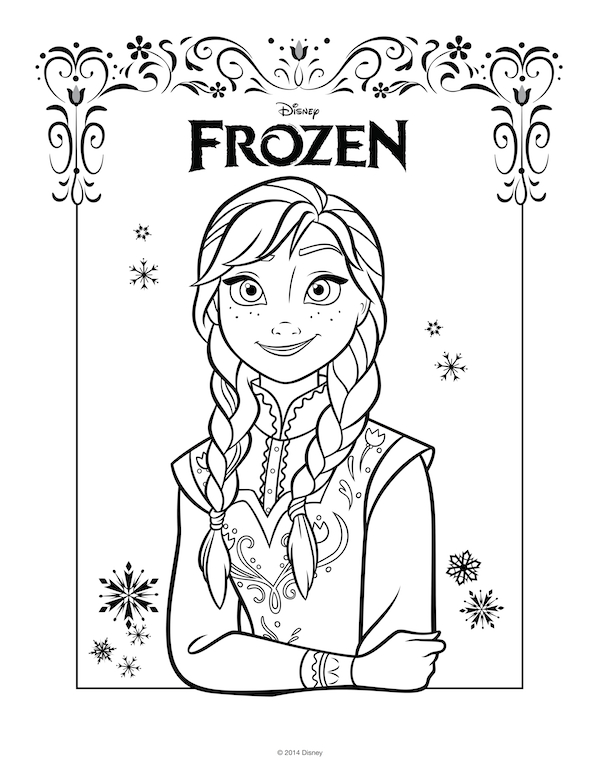 Coloriage d'Anna et Elsa dans un paysage enneigé