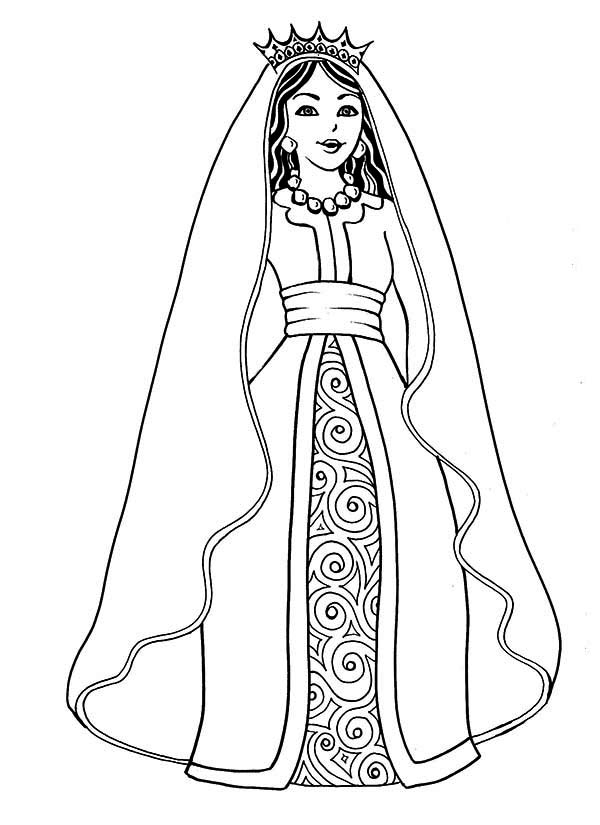 Reine majestueuse entourée de motifs floraux
