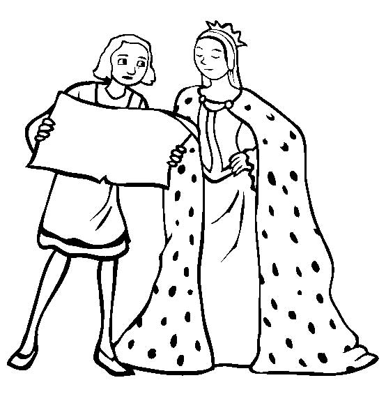 Coloriage d'une reine majestueuse dans un décor royal