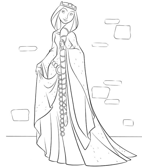 Coloriage d'une reine majestueuse dans son royaume