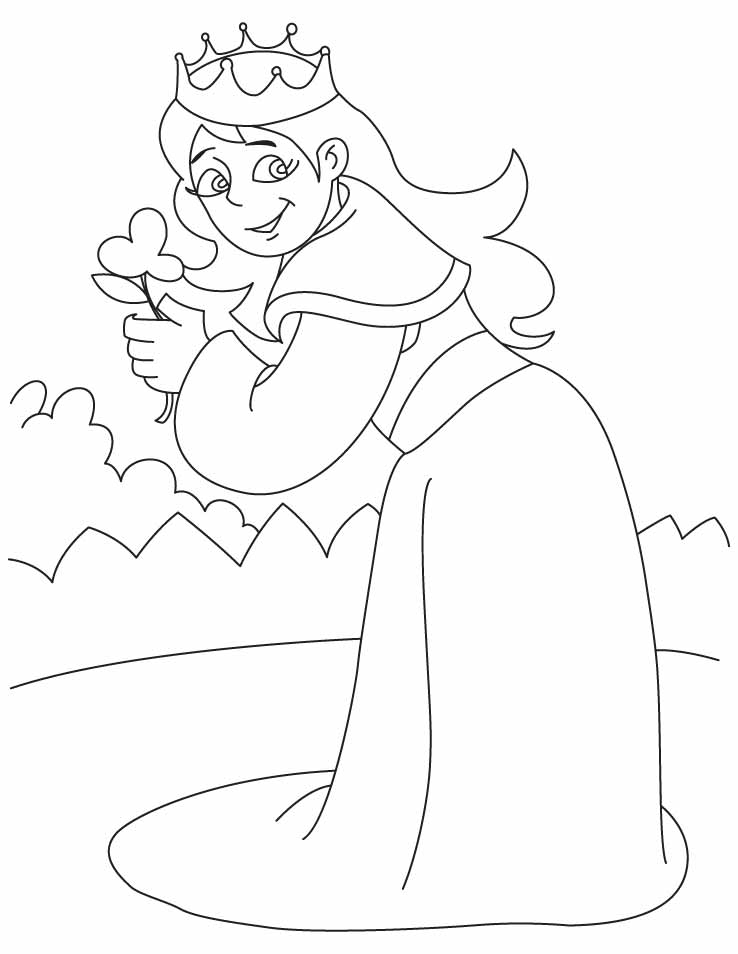 Coloriage d'une reine élégante dans un cadre royal