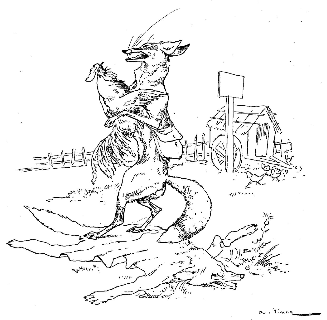 Coloriage d'un renard dans un environnement naturel