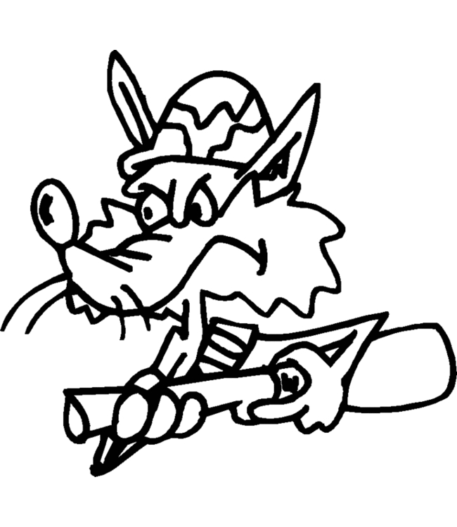 Coloriage d'un renard dans la forêt avec des arbres et des buissons