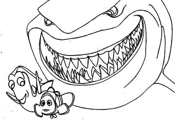 Coloriage d'un requin nageant dans l'océan