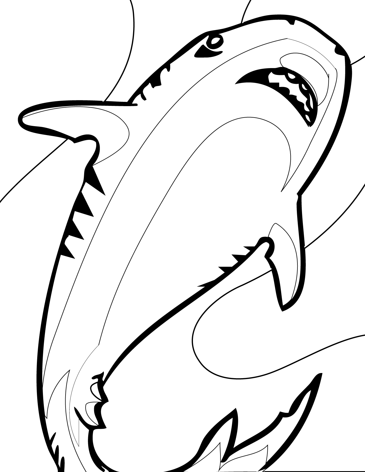 Coloriage d'un requin nageant dans l'océan