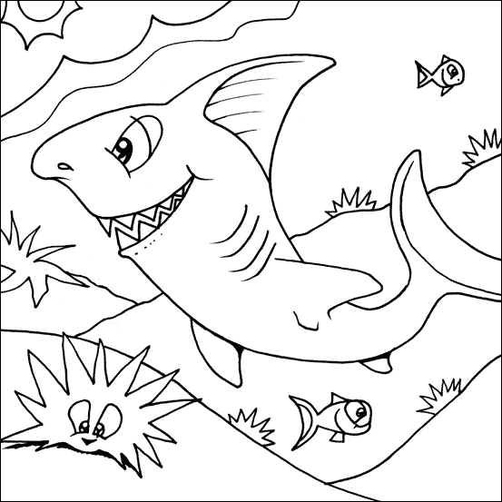 Coloriage d'un requin dans son habitat marin
