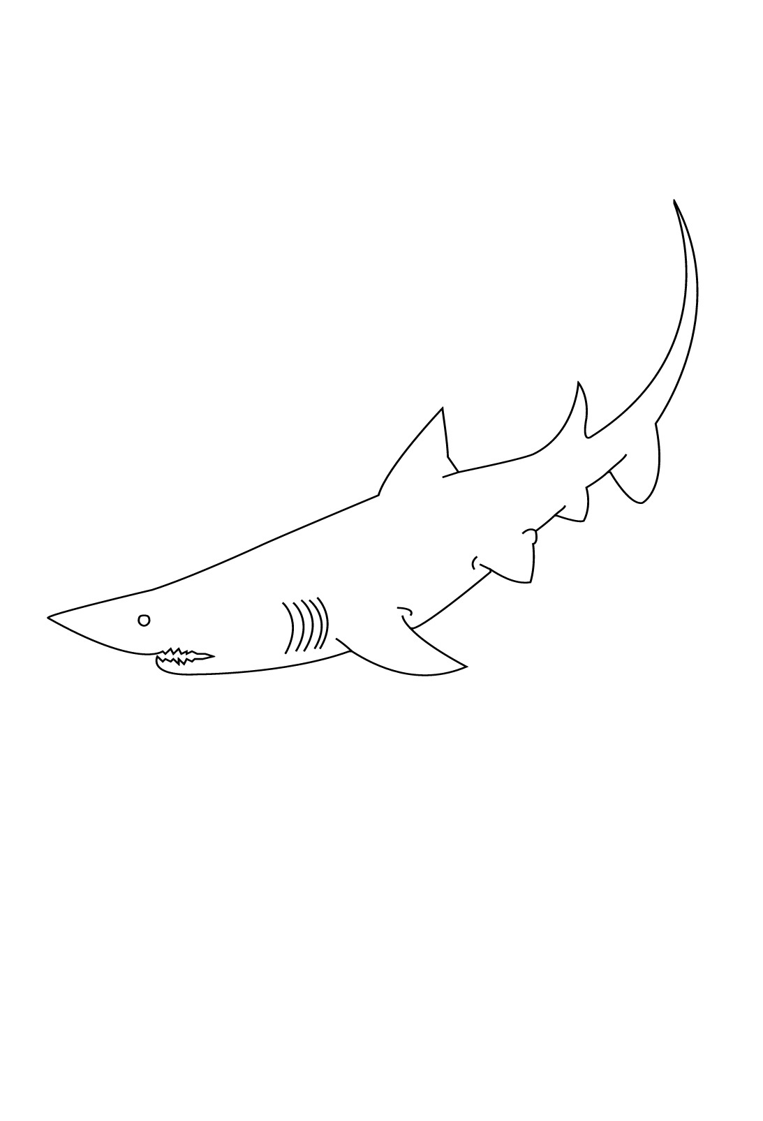 Coloriage d'un requin nageant dans l'océan