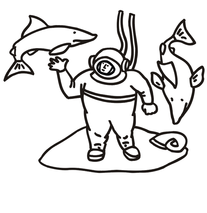 Coloriage d'un requin évoluant dans les profondeurs marines