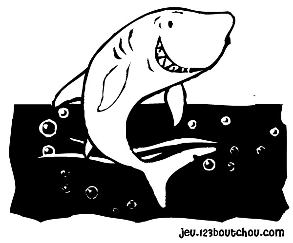 Coloriage d'un requin nageant dans l'océan