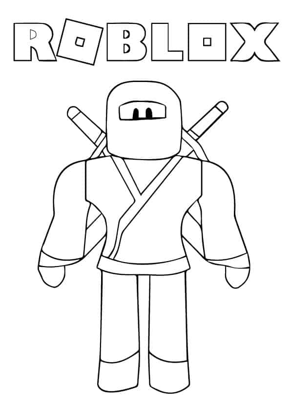 Coloriage de personnages Roblox en pleine action dans un décor stylisé
