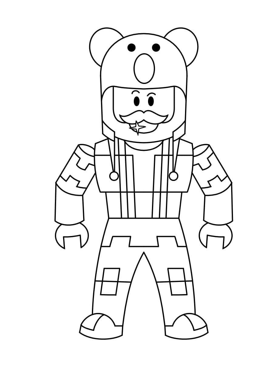 Coloriage d'un personnage de Roblox en pleine aventure