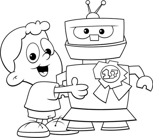 Robot amusant en pleine action dans un décor futuriste