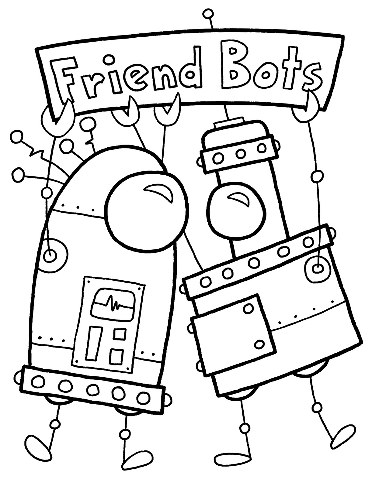 Coloriage d'un robot amusant en pleine action