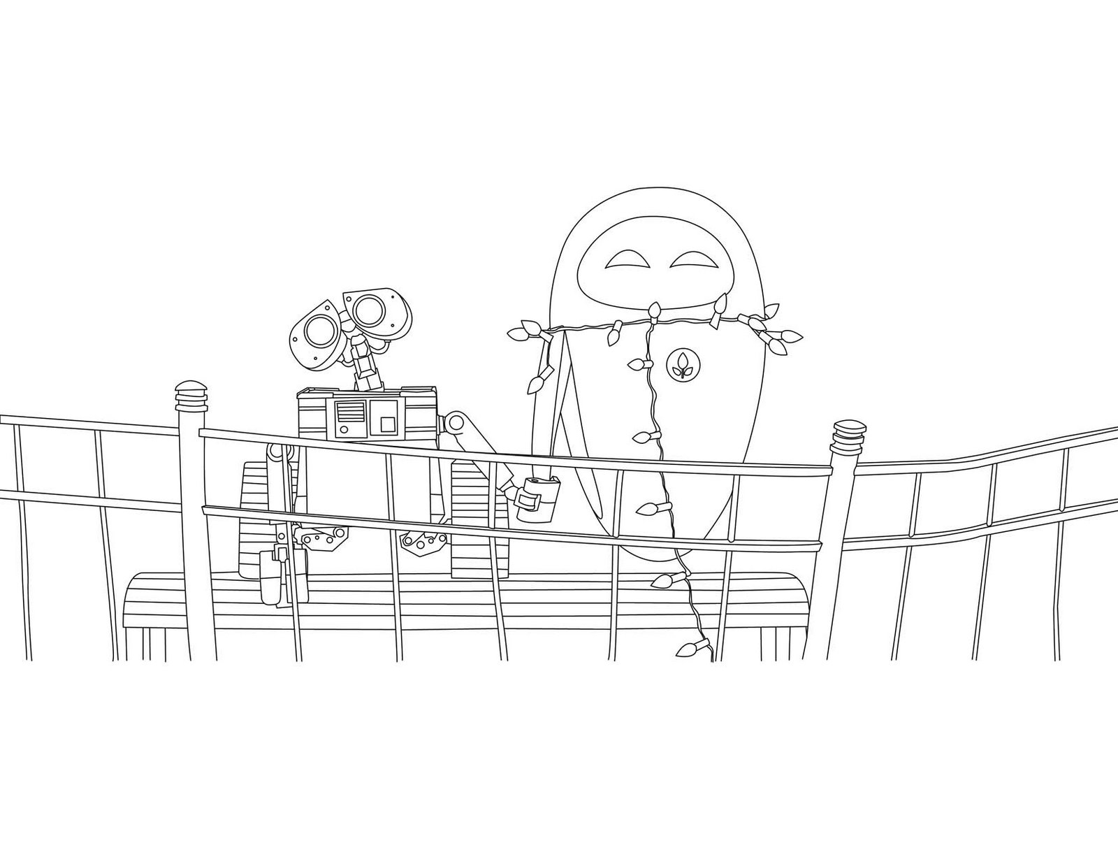Coloriage d'un robot amusant dans un cadre futuriste