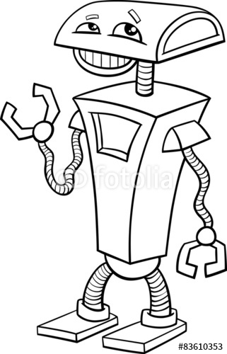Coloriage d'un robot souriant dans un environnement futuriste