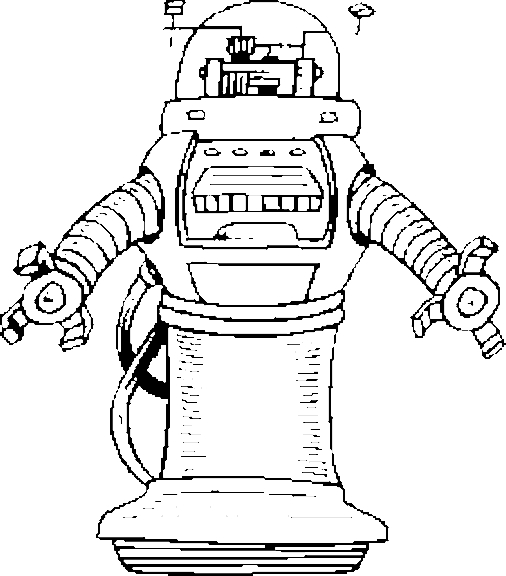Un robot souriant en pleine action dans un décor futuriste