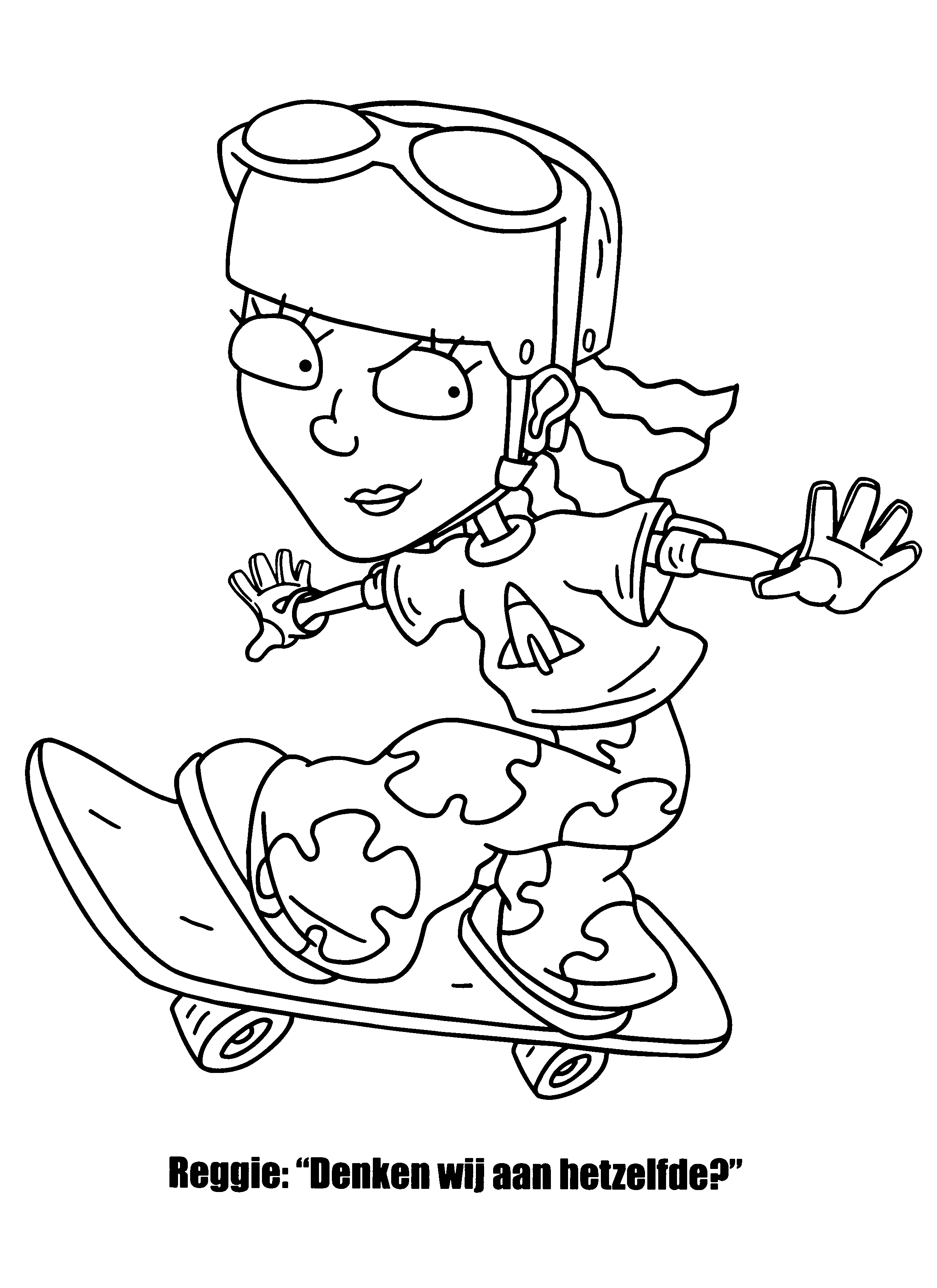 Un personnage de Rocket Power sur une planche de skate dans un environnement urbain