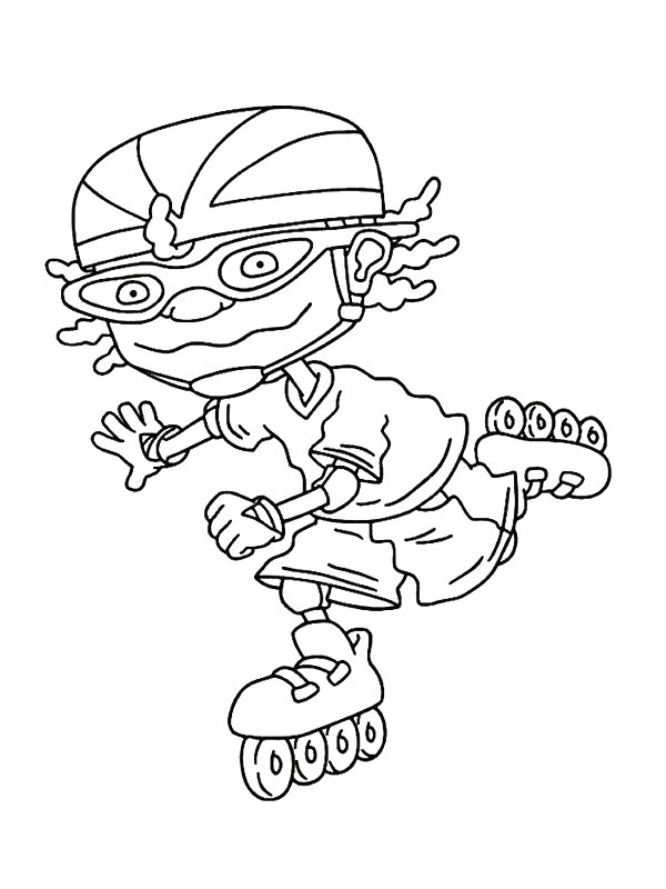 Un personnage de dessin animé sur une planche de skateboard dans un décor urbain
