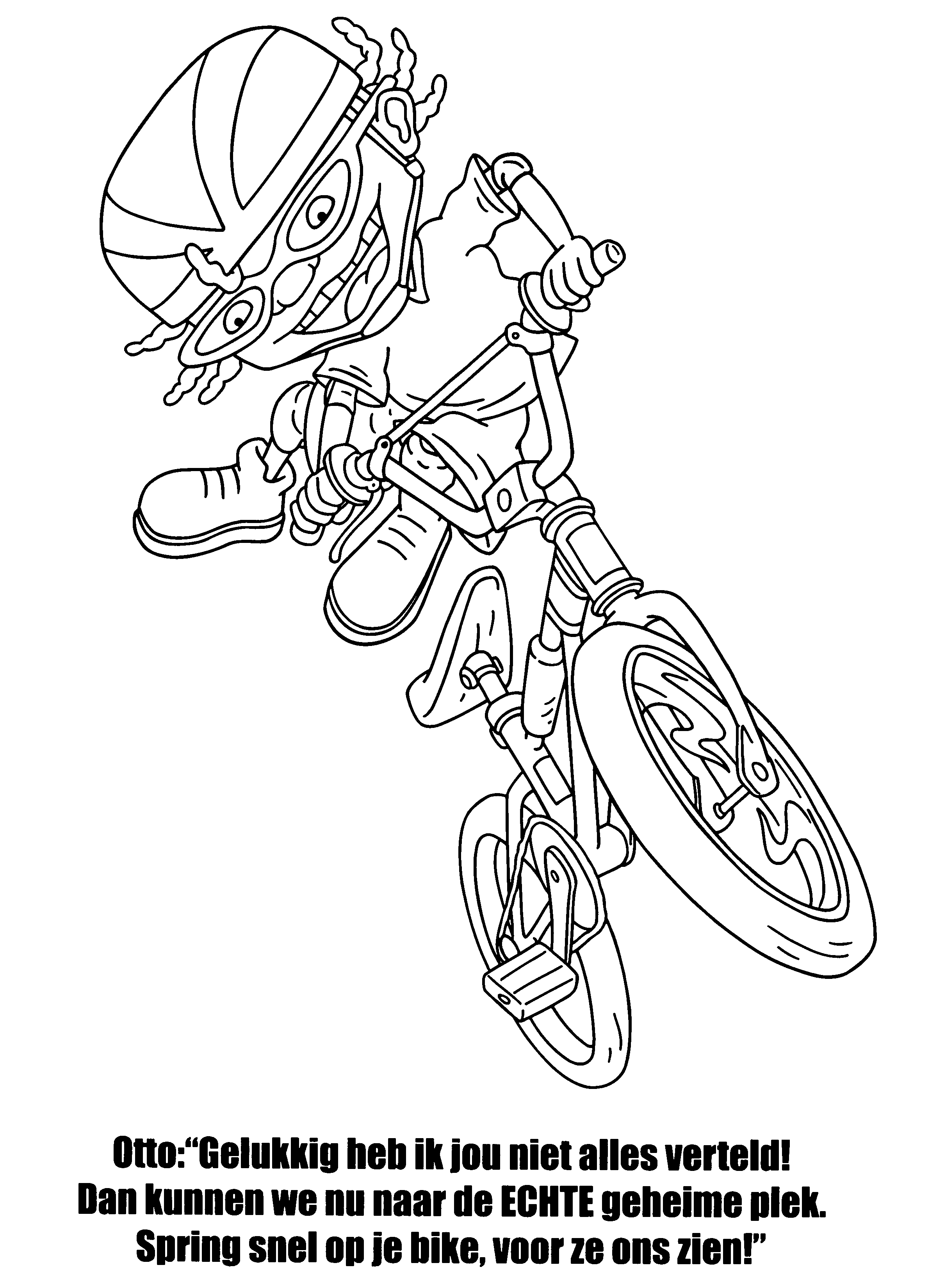 Coloriage d’une scène dynamique avec des personnages de Rocket Power en action