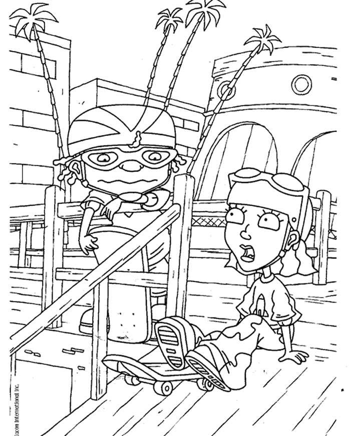 Enfant jouant à un jeu vidéo avec des éléments de l'univers de Rocket Power