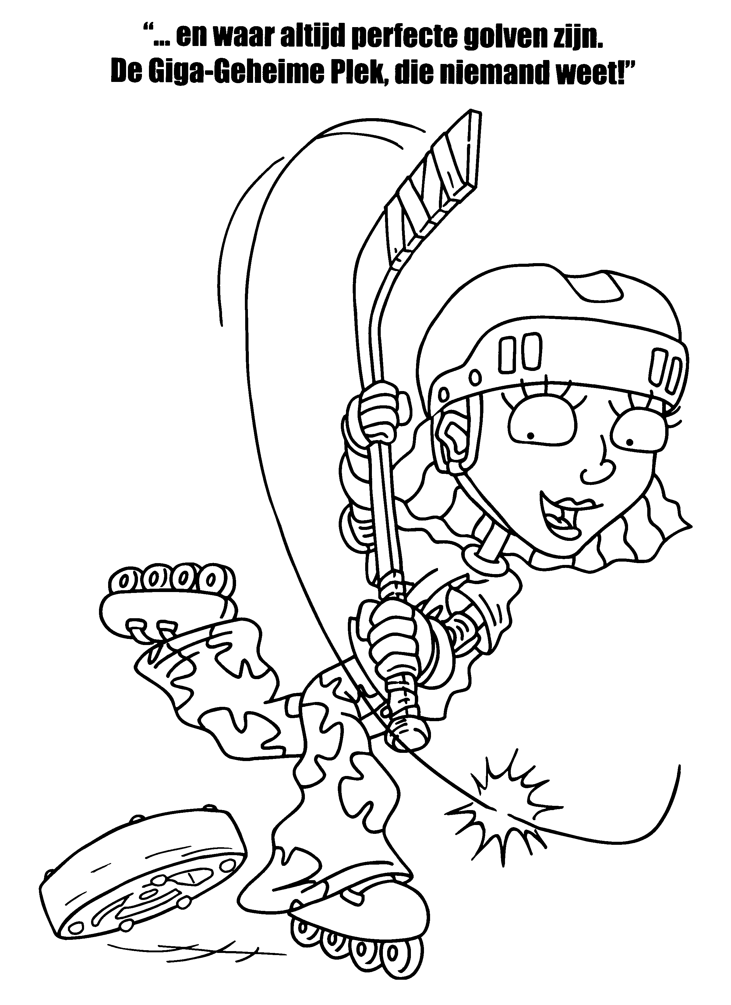 Scène de coloriage avec des personnages de Rocket Power en pleine action sur leur skateboard