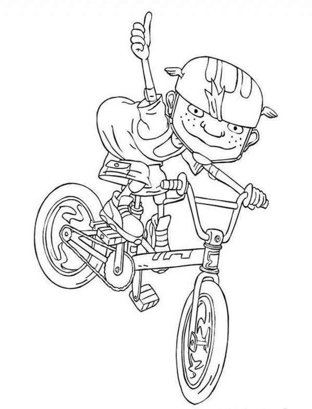 Scène de coloriage de personnages de Rocket Power en pleine action sur des planches à roulettes