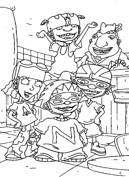 Personnages de Rocket Power en pleine action sur leur planche à roulettes