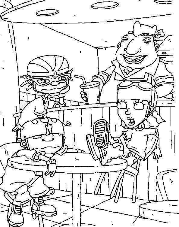 Scène de Rocket Power avec personnages en pleine action sur leur planche à roulettes