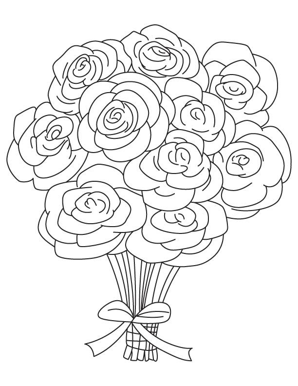 Coloriage de roses en pleine floraison sur fond décoratif