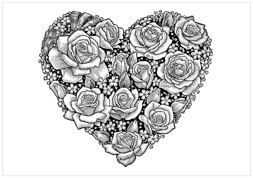 Coloriage de roses élégantes dans un jardin en fleur