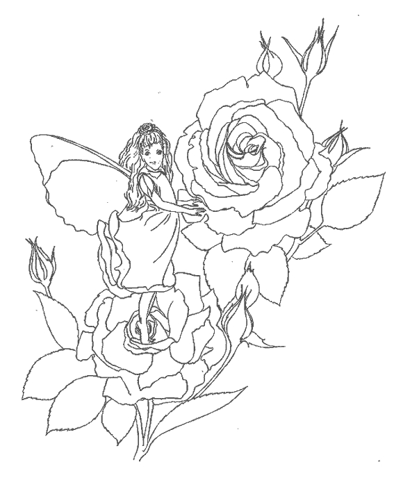 Coloriage de roses élégantes entourées de feuilles délicates