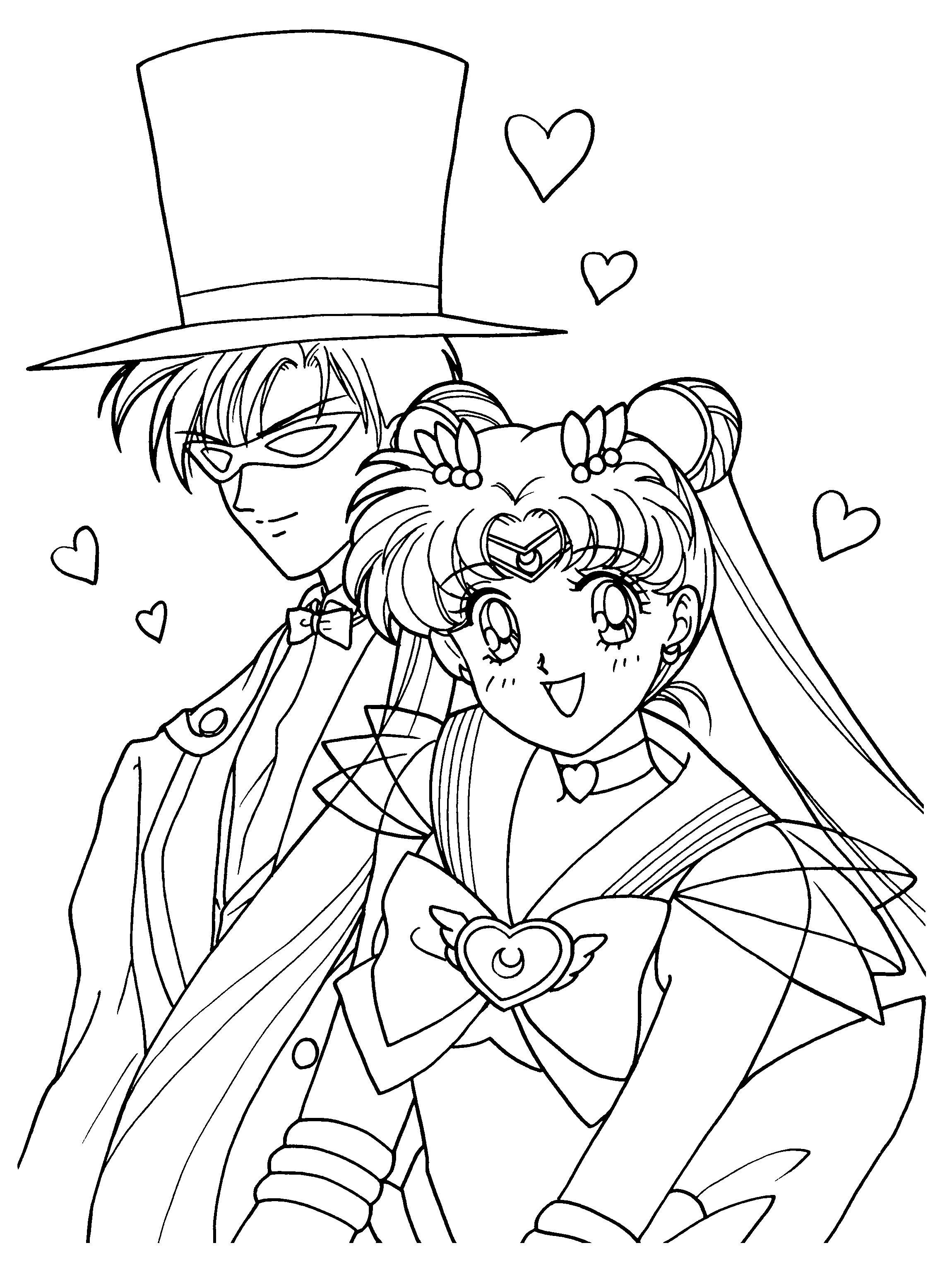 Coloriage de Sailor Moon en pleine action dans un décor dynamique
