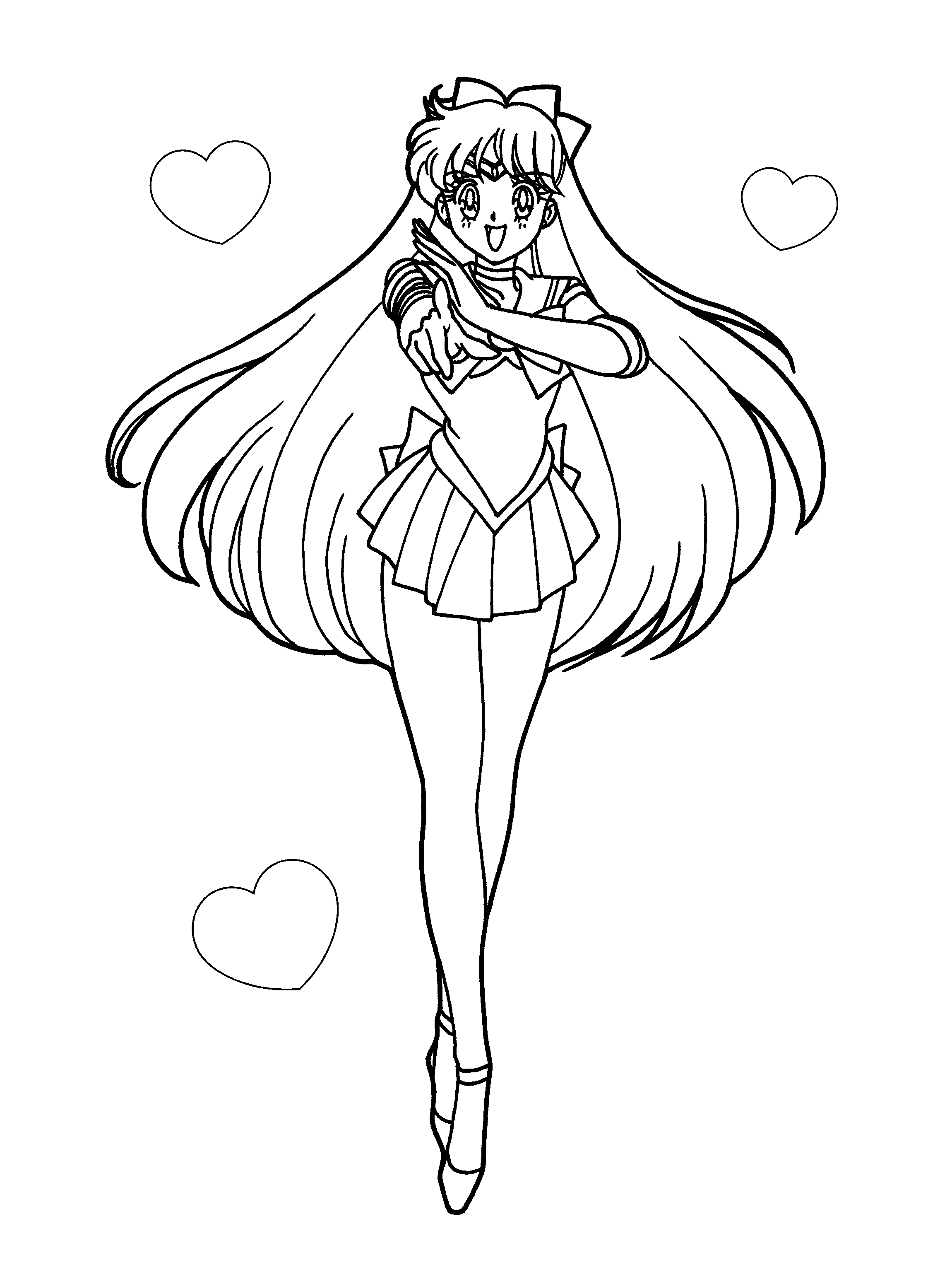 Coloriage de Sailor Moon en action avec son sceptre magique