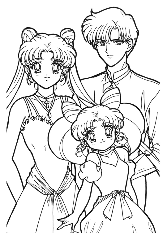 Coloriage de Sailor Moon en pleine action avec son chat Luna
