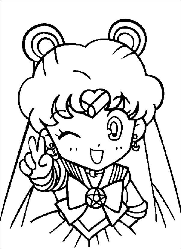 Coloriage de Sailor Moon en pleine action avec ses amis