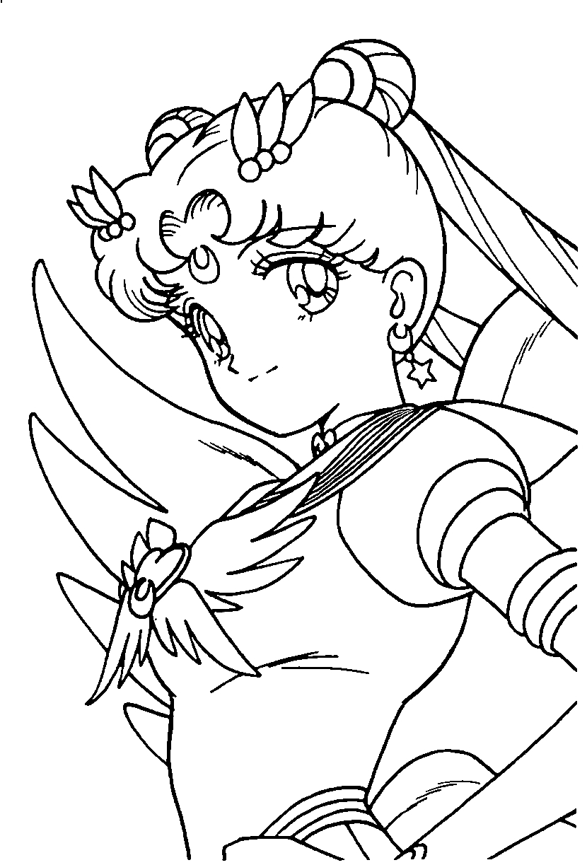 Coloriage de Sailor Moon en pleine action avec son équipe