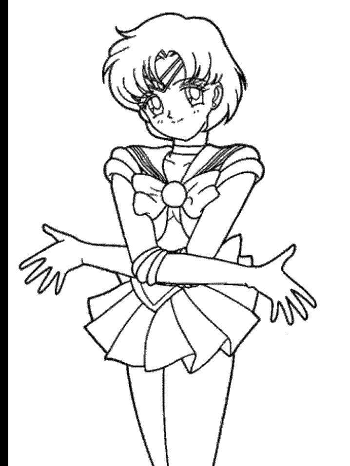 Coloriage de Sailor Moon en pleine action avec ses alliées