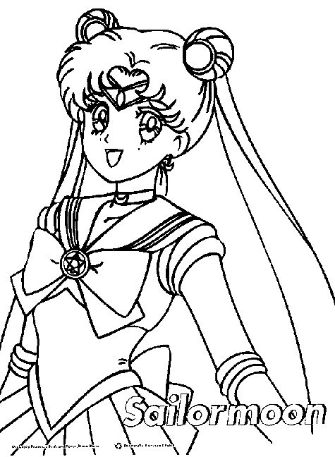 Coloriage de Sailor Moon avec son sceptre dans une pose dynamique