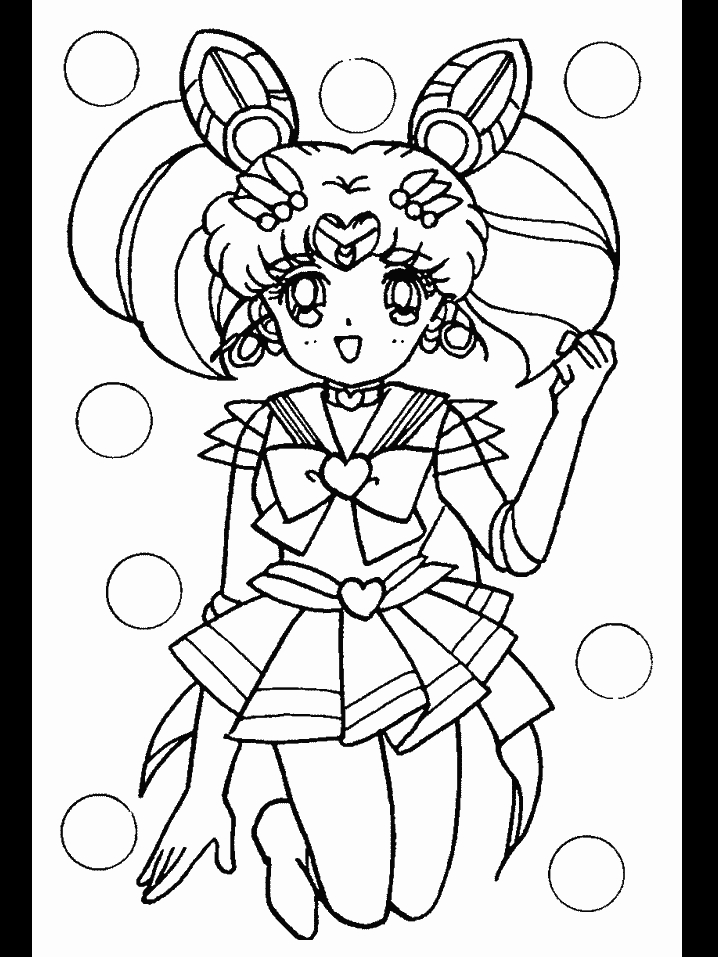 Coloriage de Sailor Moon en pleine action avec ses amis