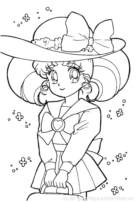 Coloriage de Sailor Moon en pleine action avec son costume emblématique