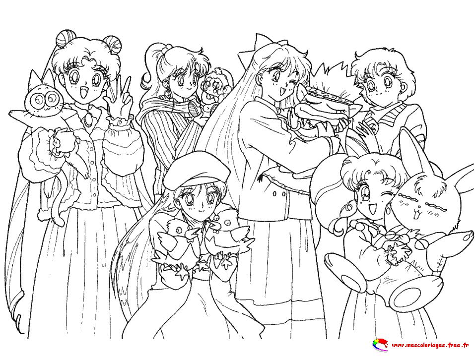 Coloriage de Sailor Moon en pleine action avec son bâton magique