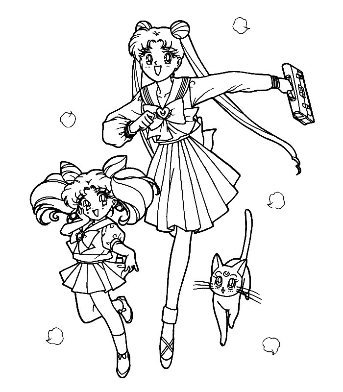 Coloriage de Sailor Moon en pleine action avec son sceptre