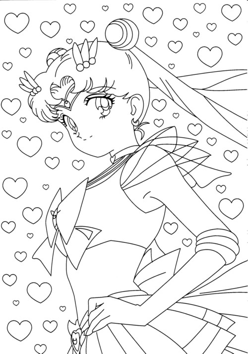 Coloriage de Sailor Moon en pleine action avec son fidèle compagnon Coloriage de Sailor Moon en pleine action avec son fidèle compagnon