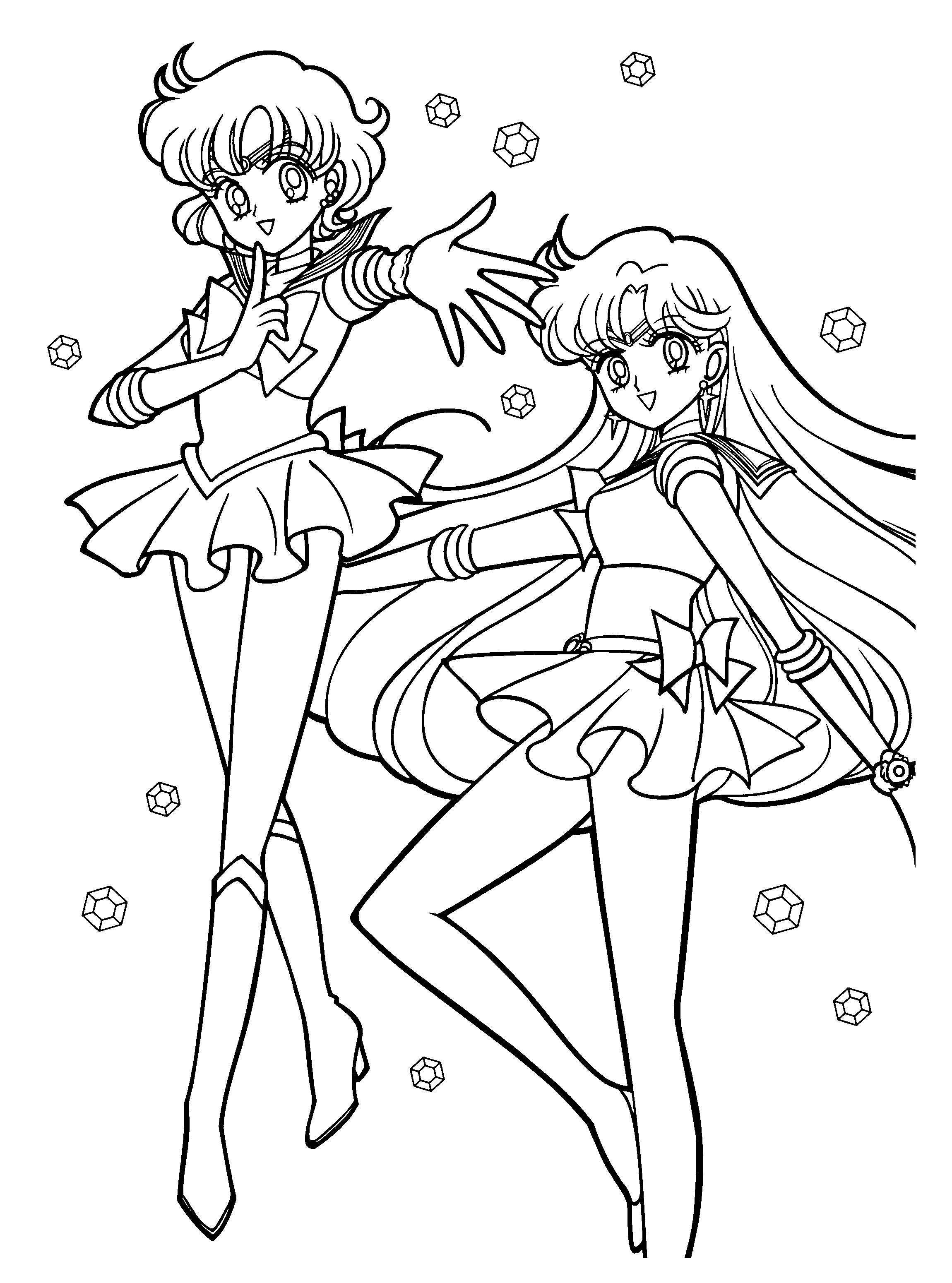 Coloriage de Sailor Moon en pleine action avec son sceptre
