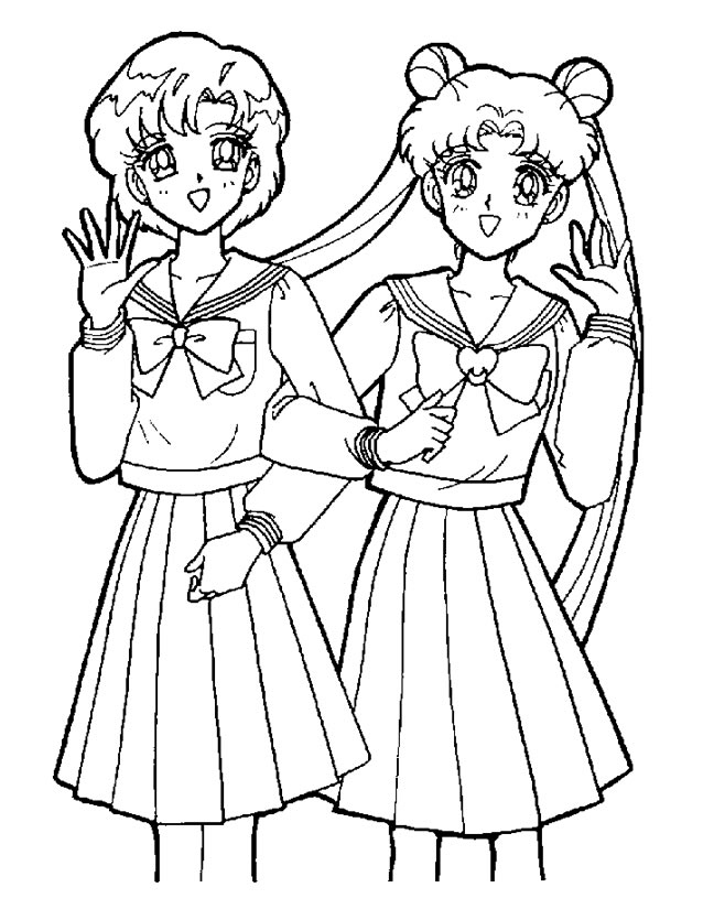 Coloriage de Sailor Moon en pleine action avec un décor céleste