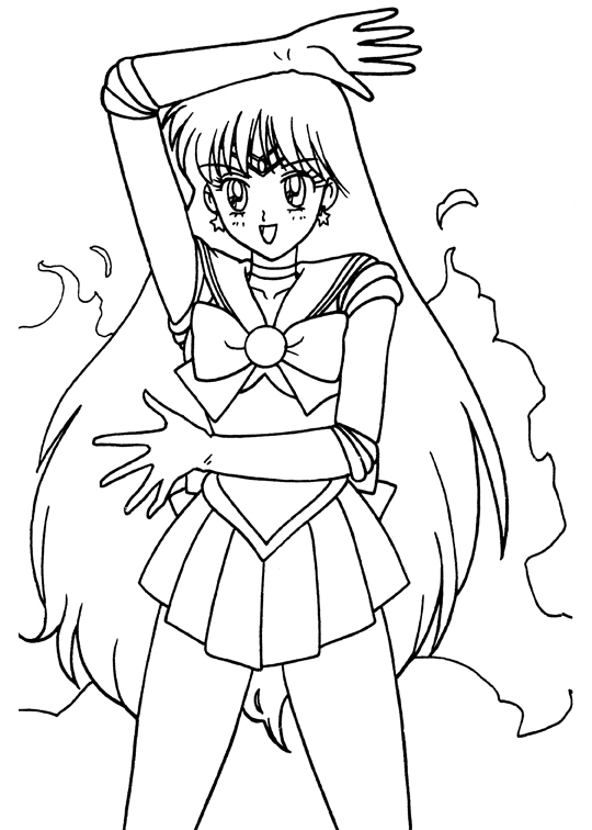 Coloriage de Sailor Moon en pleine action sur un fond étoilé